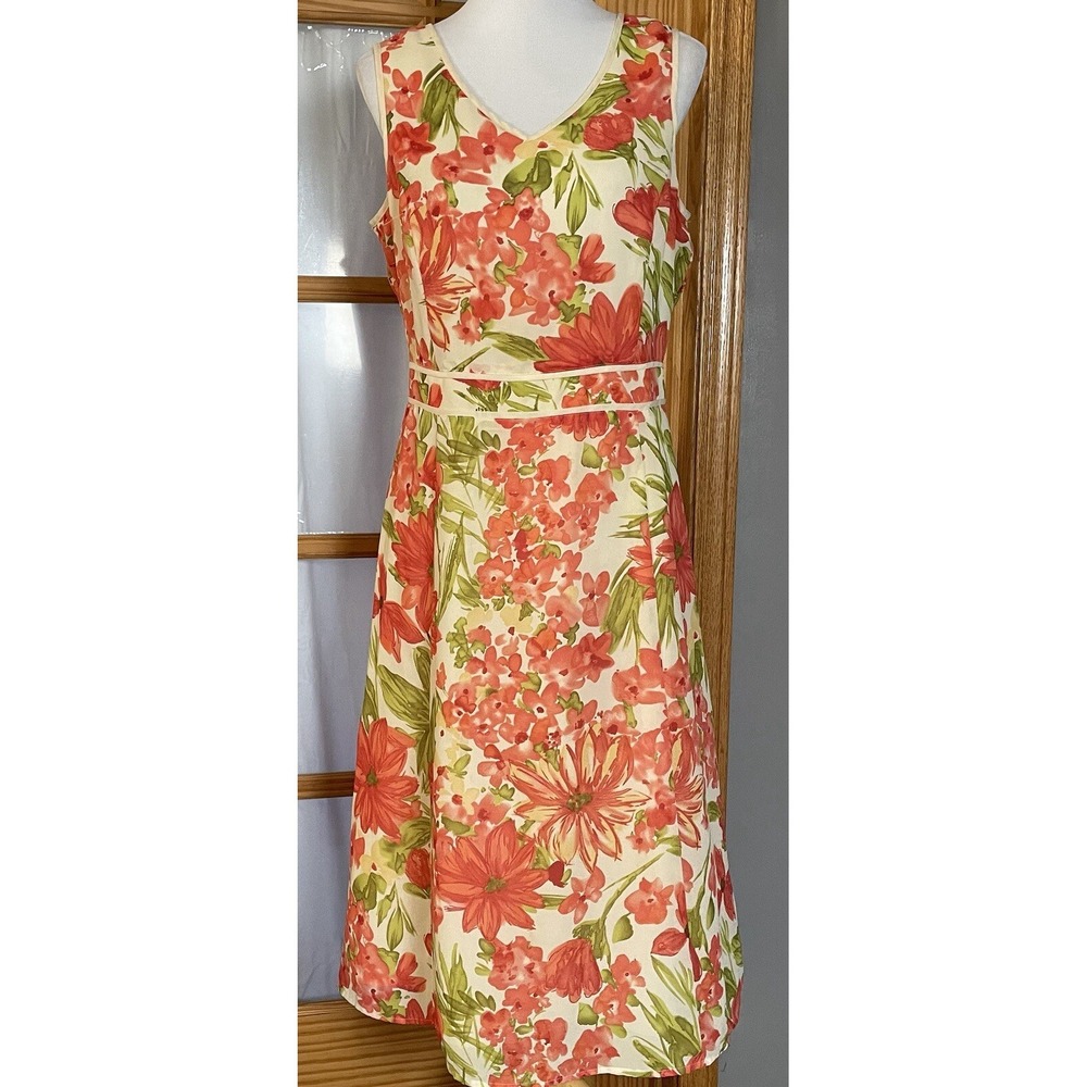 Vtg 90s Floral Midi Dress Sz 12 Green Sleeveless Cottagecore Boho Party Romantic